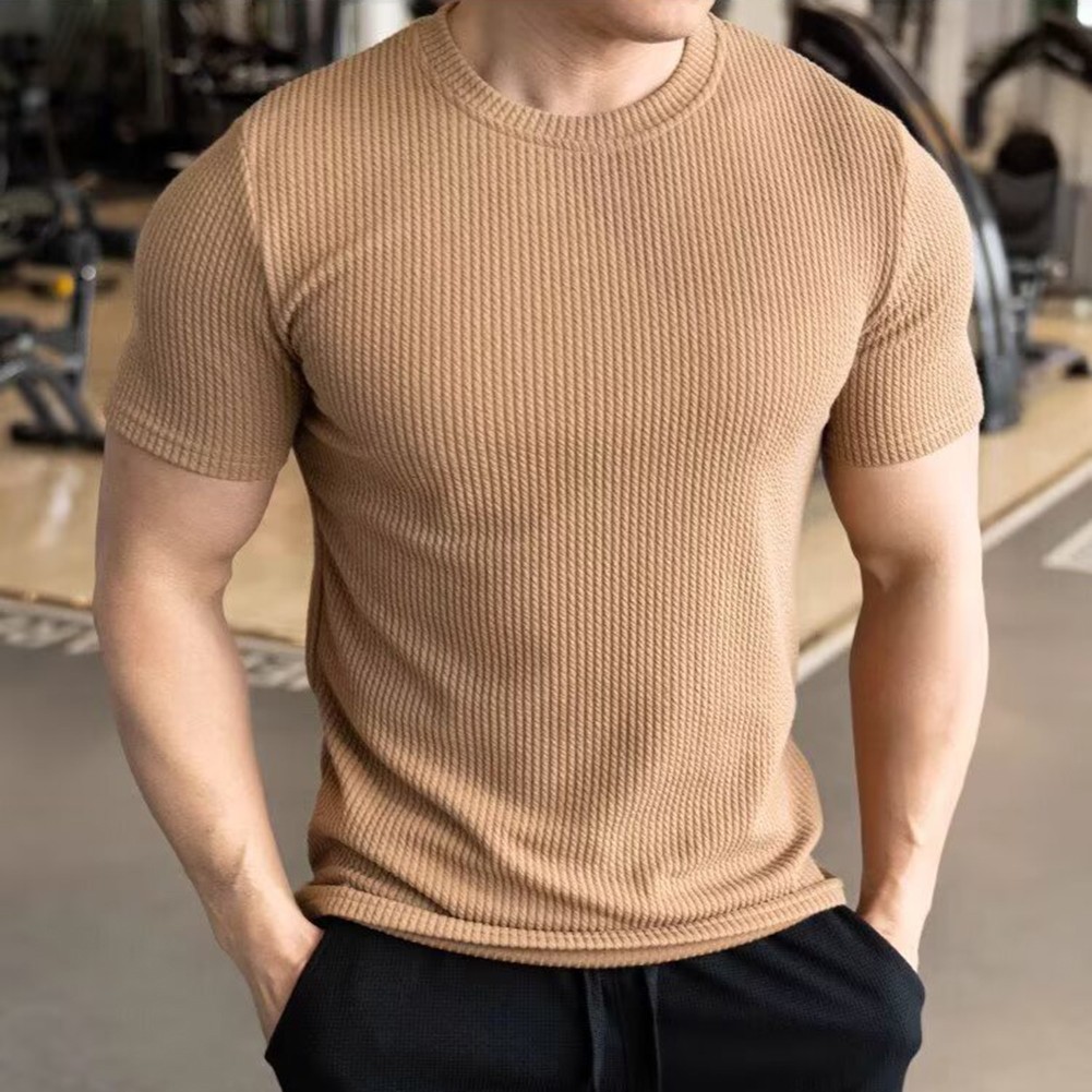 Summer Solid Color Short Sleeve T Shirt for Men Perfect for Gym and Daily Wear
