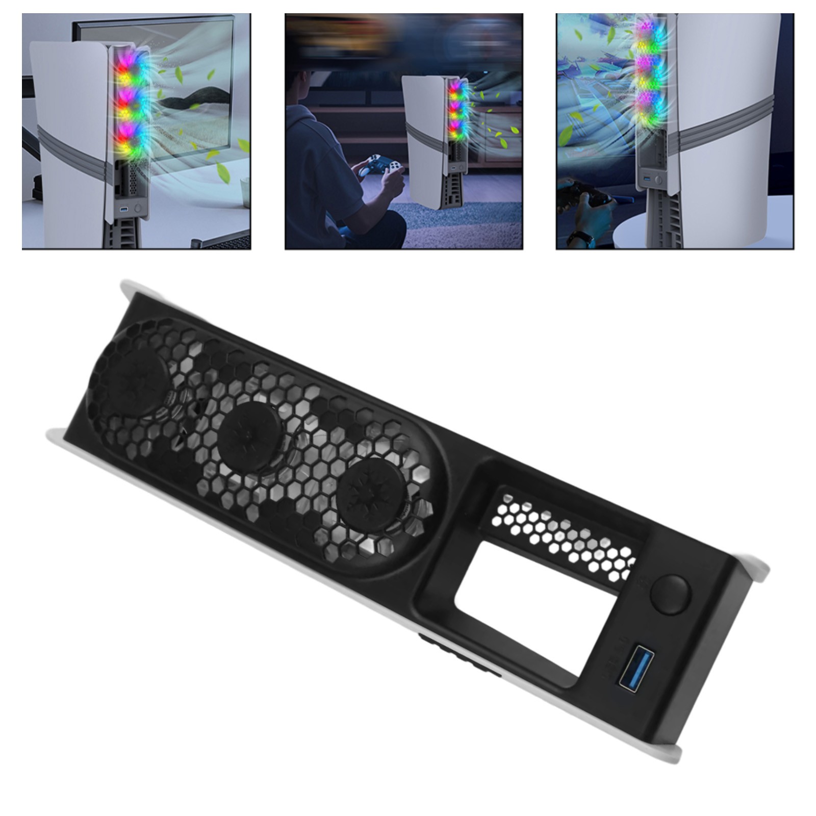 Dynamic RGB Cooling Fan for PS5 Pro Featuring 3 Adjustable Speed Modes - Picture 27 of 36