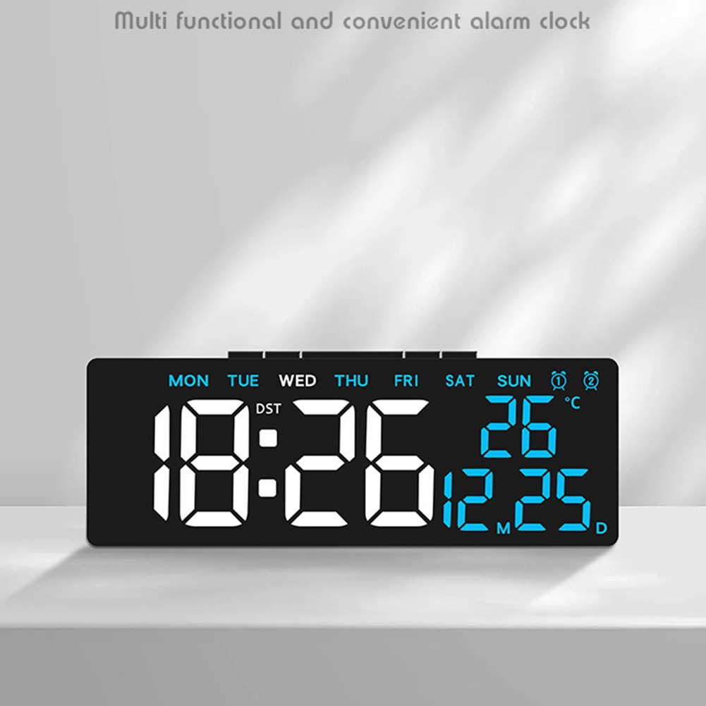 LED Dual Alarm Clock with Comprehensive Display for Weekday Weekend Use