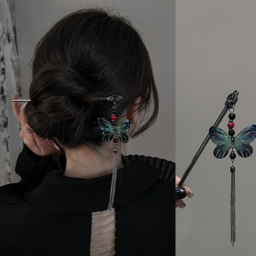 Handcrafted Butterfly Tassel Pendant Hairpin A Must Have for Elegant Occasions - Picture 8 of 10