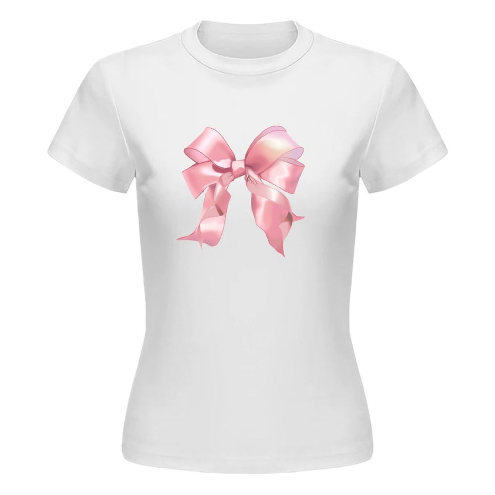 Mujer Verano Manga Corta Camiseta Base Camisa Top Ocio Estampado Lazo Talla 5 - Imagen 7 de 7