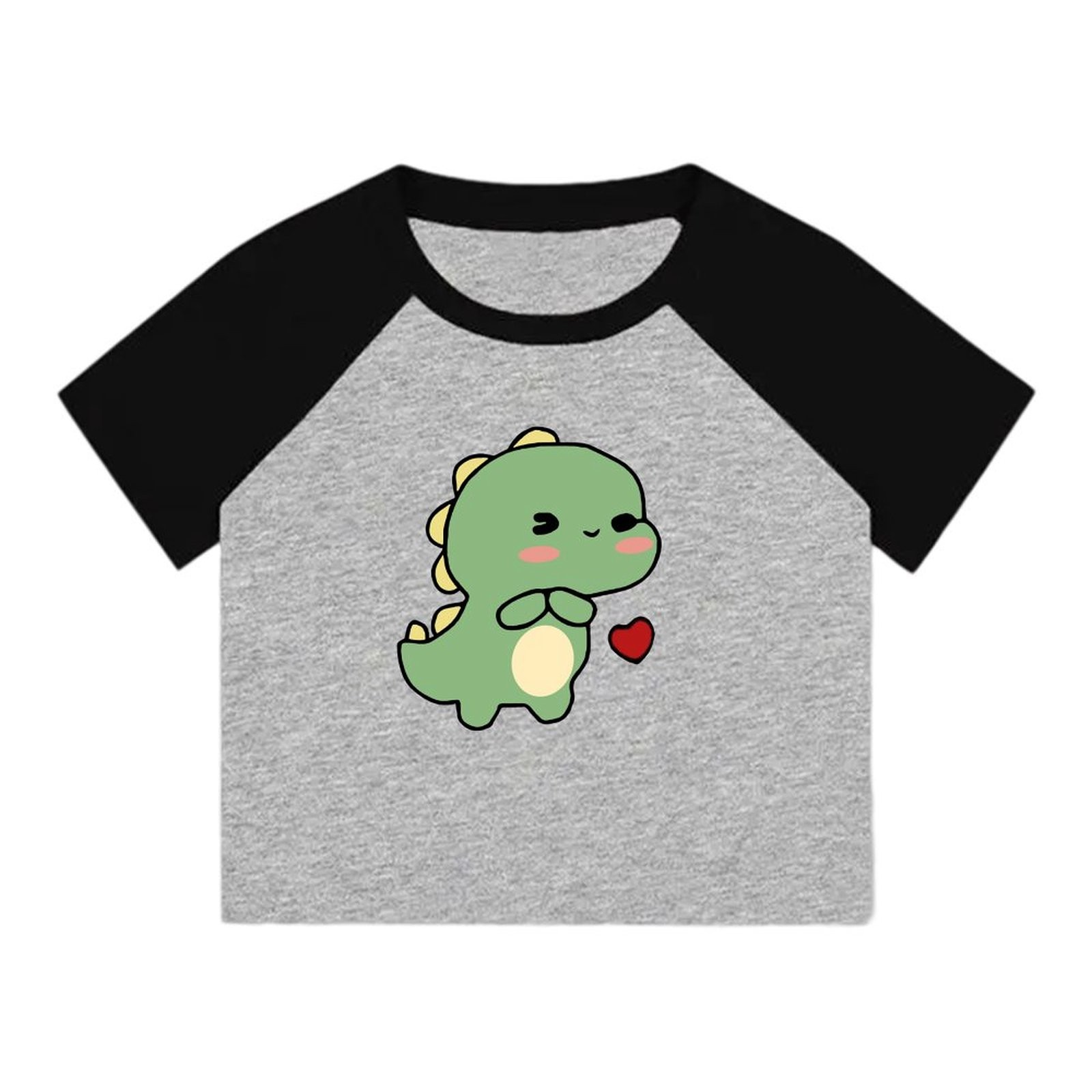 Summer Short Sleeve Women Tops Slim Korean Dinosaur Print Tight Comfor To Wear - Picture 15 of 16