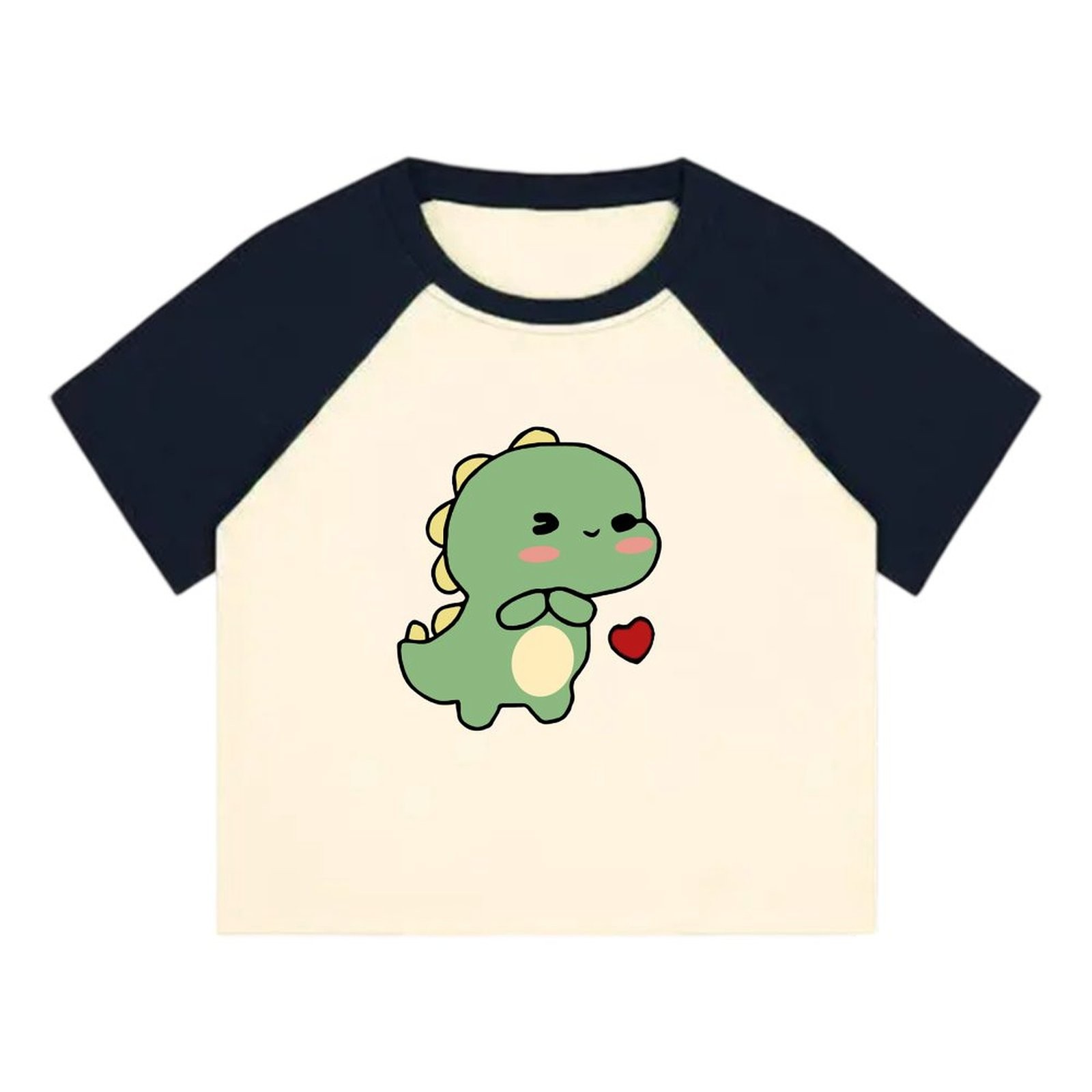 Summer Short Sleeve Women Tops Slim Korean Dinosaur Print Tight Comfor To Wear - Picture 14 of 16