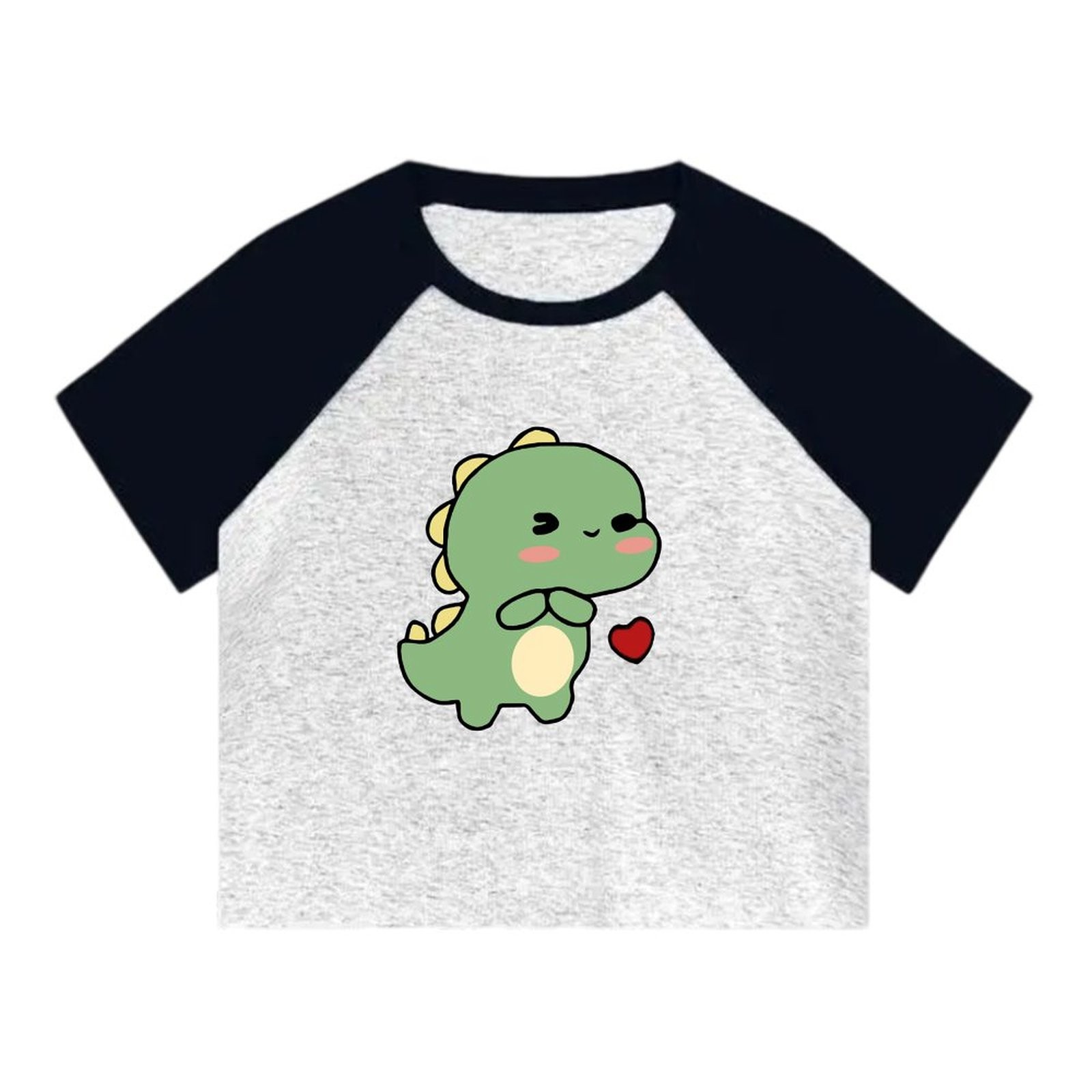 Summer Short Sleeve Women Tops Slim Korean Dinosaur Print Tight Comfor To Wear - Picture 12 of 16