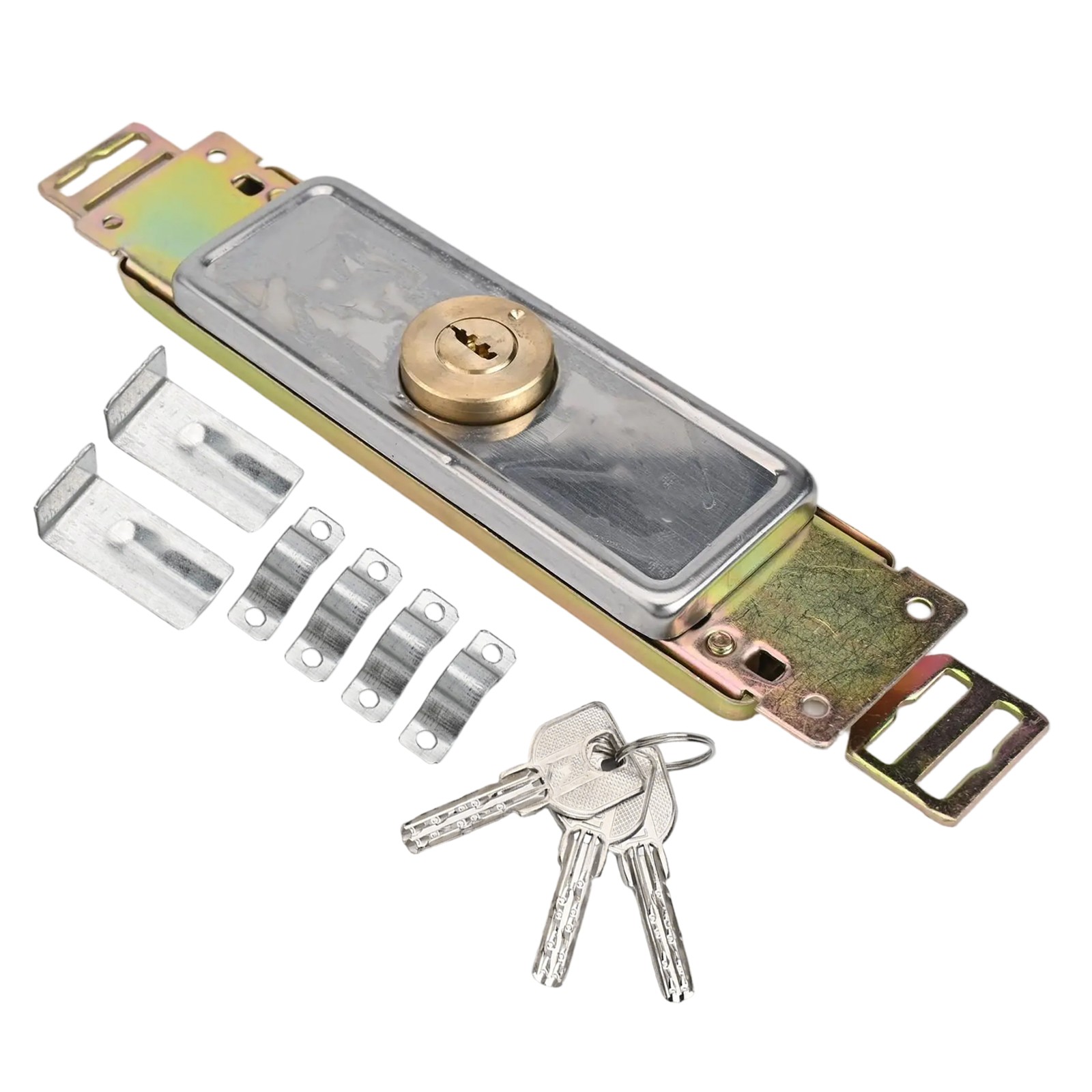 Household Rolling Shutter Door Lock Copper Material 285mm Silver Finish