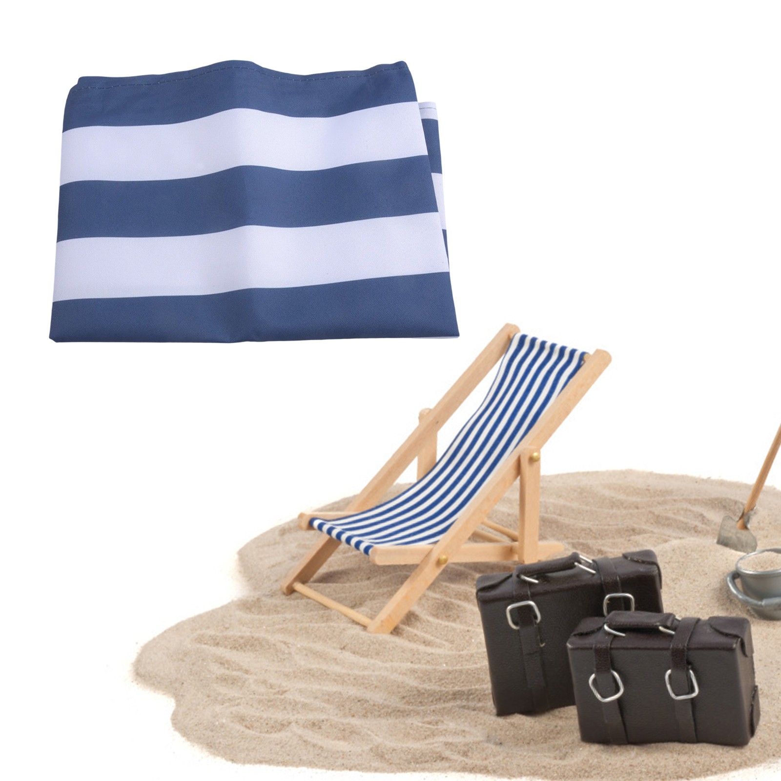Tela de repuesto para tumbona de playa tela de poliéster 120x44 cm blanco y azul - Imagen 27 de 43