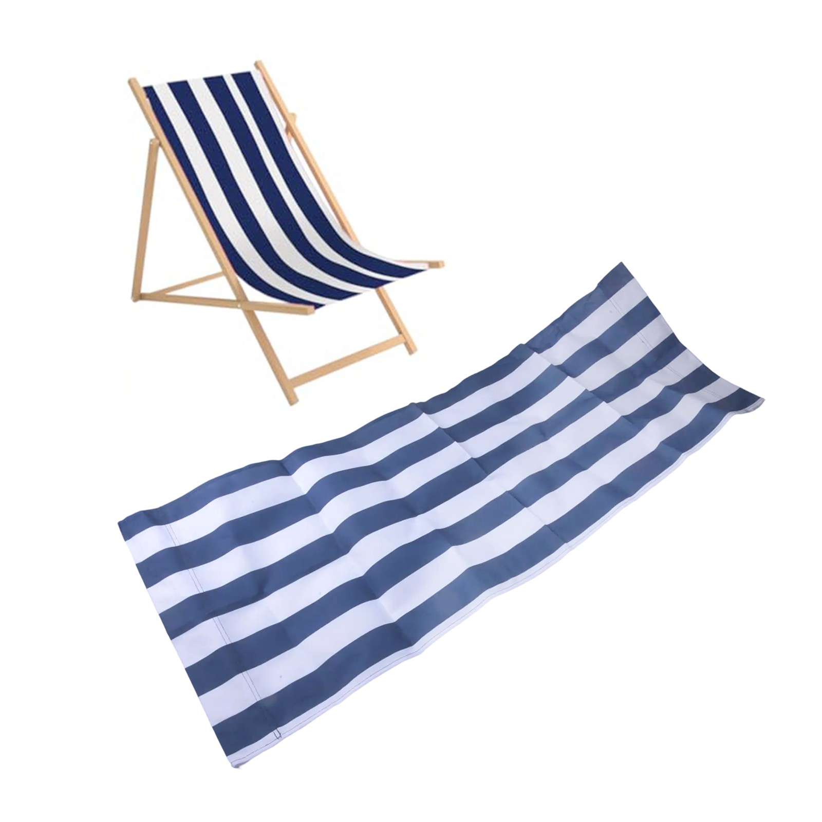 Tela de repuesto para tumbona de playa tela de poliéster 120x44 cm blanco y azul - Imagen 26 de 43