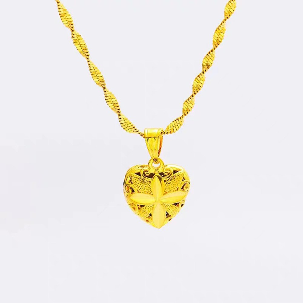 Fashionable Hollow Heart and Water Drop Necklace in Gold Plated Copper - Picture 7 of 7