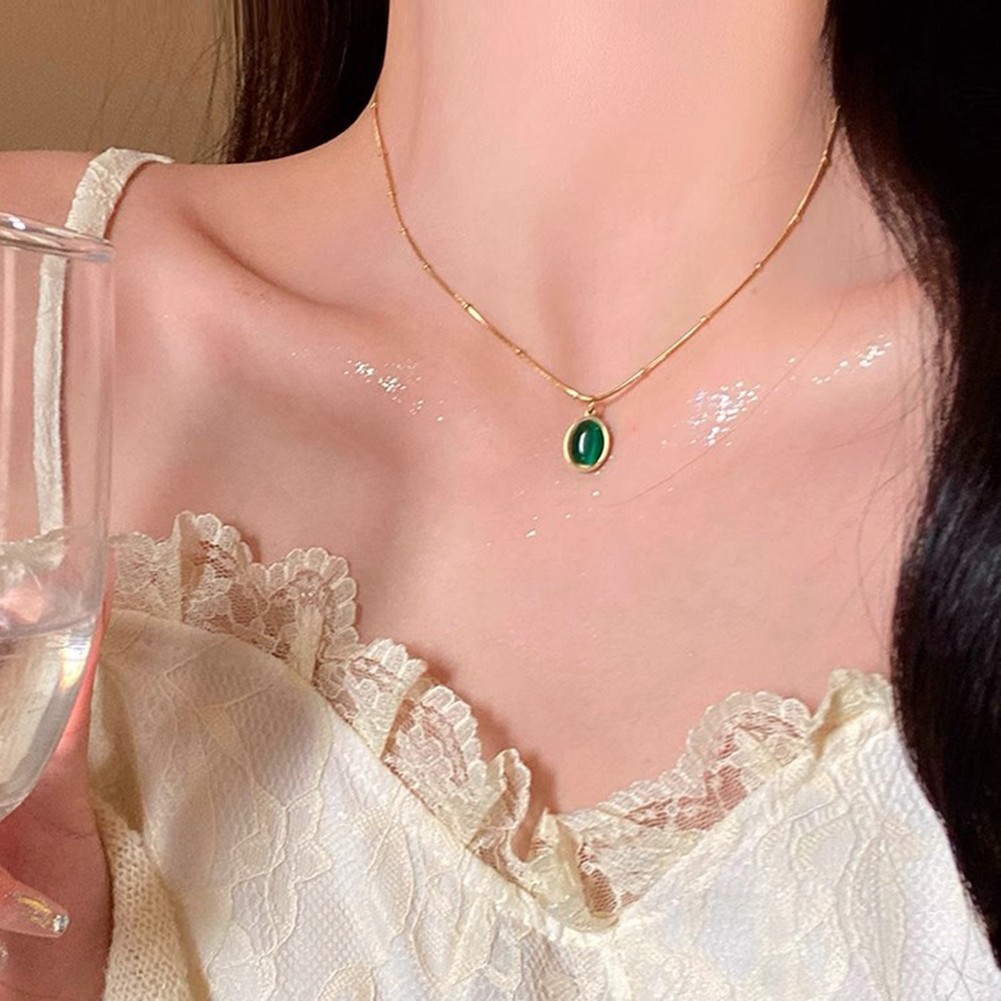 Colorfast Cat's Eye Pendant with Titanium Steel Necklace - Picture 14 of 15