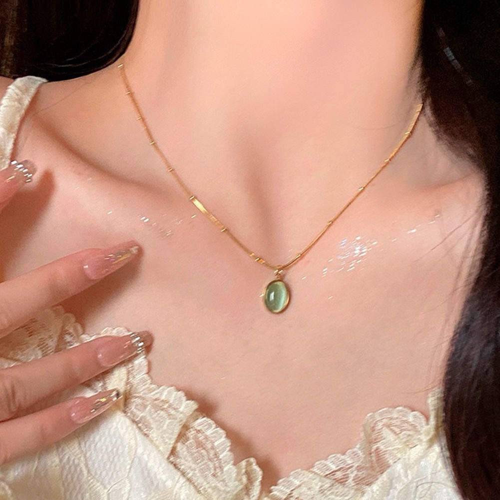 Colorfast Cat's Eye Pendant with Titanium Steel Necklace - Picture 12 of 15