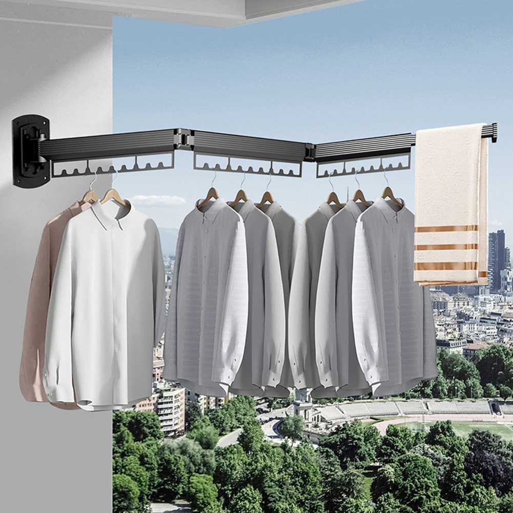 Ligne de vêtements rétractable en alliage daluminium support offres mural option gai
