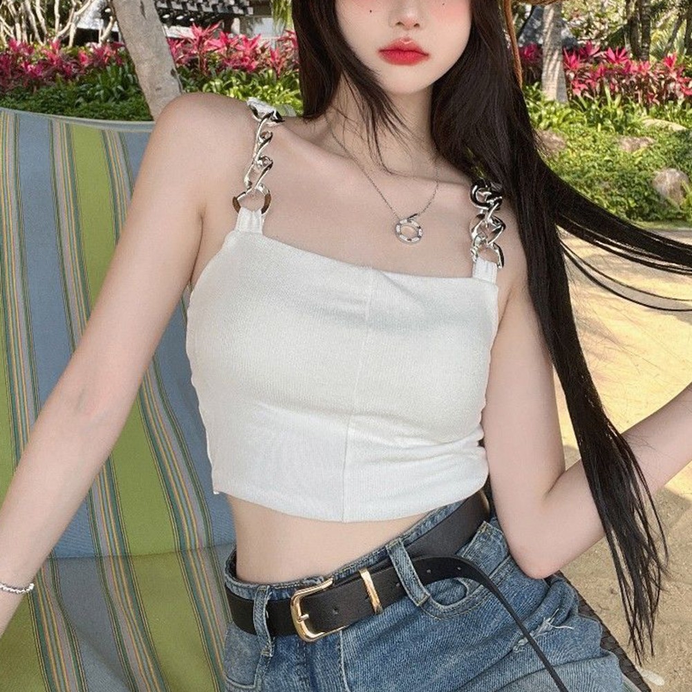 Cute Womens Casual Sleeveless Crop Top in Trendy Black and White Colors