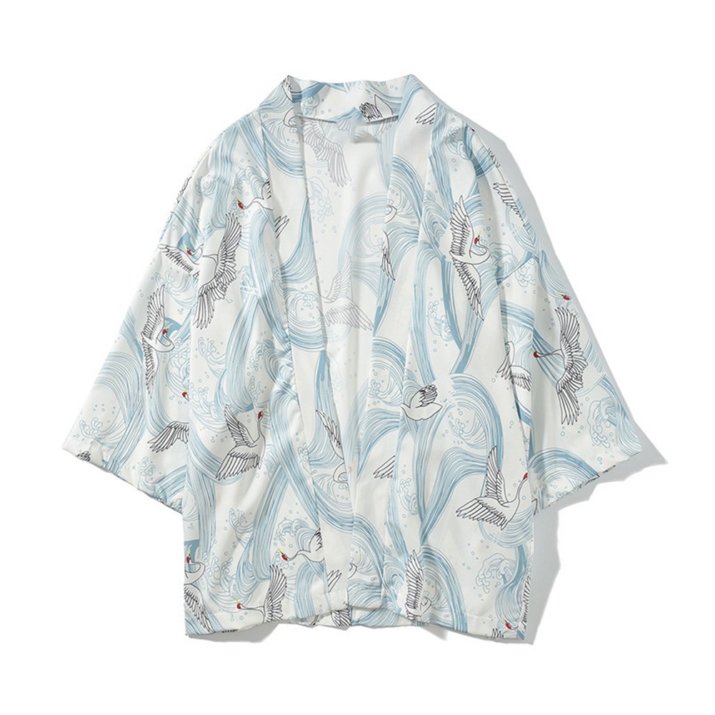 Loose Dragon Print Cardigan for Men Lightweight Kimono for Casual Wear - Picture 21 of 23