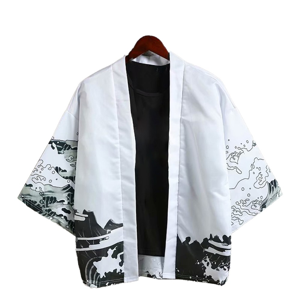 Loose Dragon Print Cardigan for Men Lightweight Kimono for Casual Wear - Picture 12 of 23