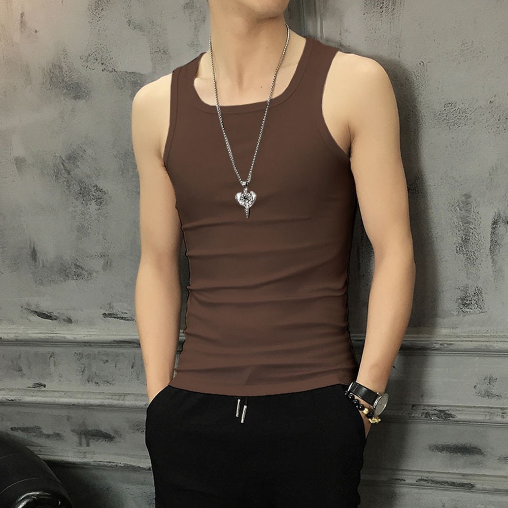 Men’s Quick Dry Polyester Spandex Sleeveless Vest O Neck for Gym and Exercise