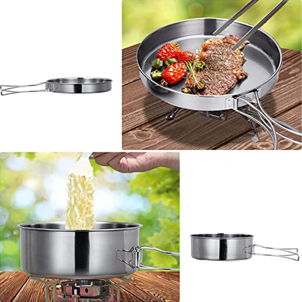 Compact and Portable 4 Piece Cooking Set for Camping Made of Stainless Steel - Bild 10 von 23