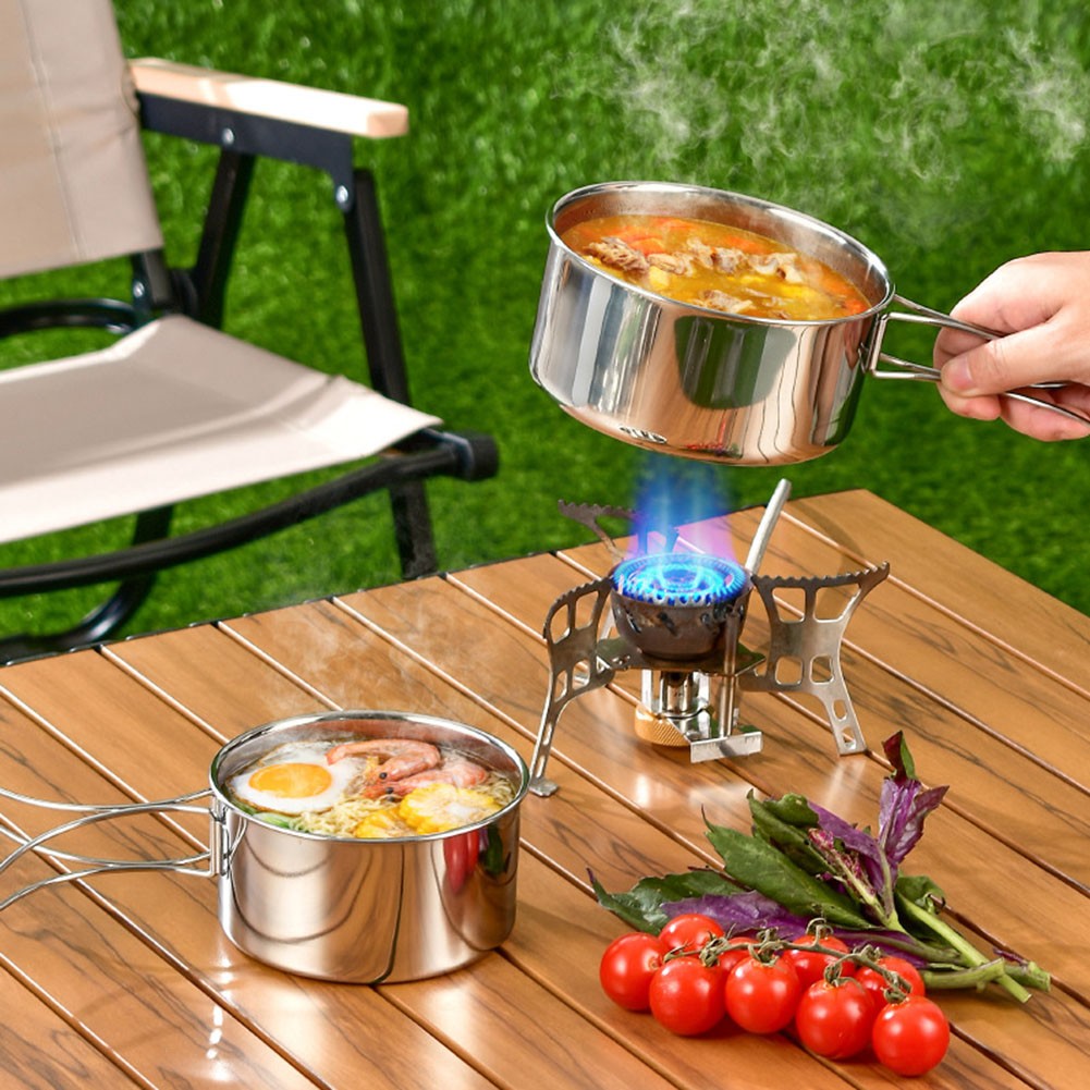 Compact and Portable 4 Piece Cooking Set for Camping Made of Stainless Steel - Bild 11 von 23