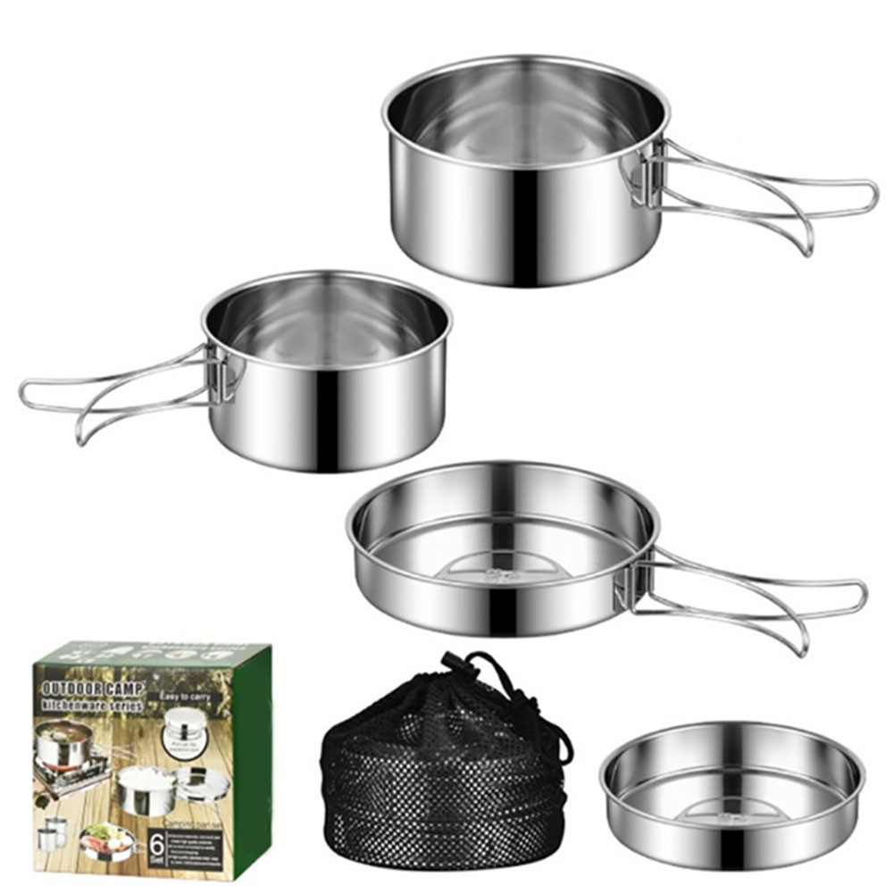 Compact and Portable 4 Piece Cooking Set for Camping Made of Stainless Steel - Bild 8 von 23