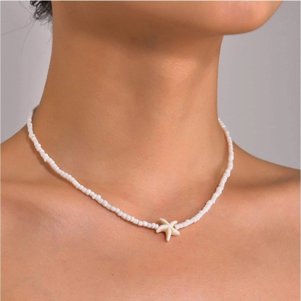 Necklace with White and Gold Pearl Design and Starfish for Any Occasion