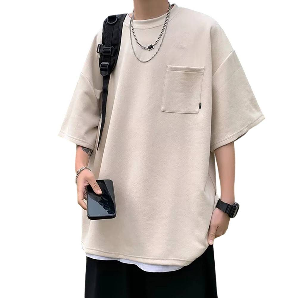 Men Casual Loose TShirt Short Sleeve Round Neck Hip Hop Solid Color Styles - Picture 13 of 32