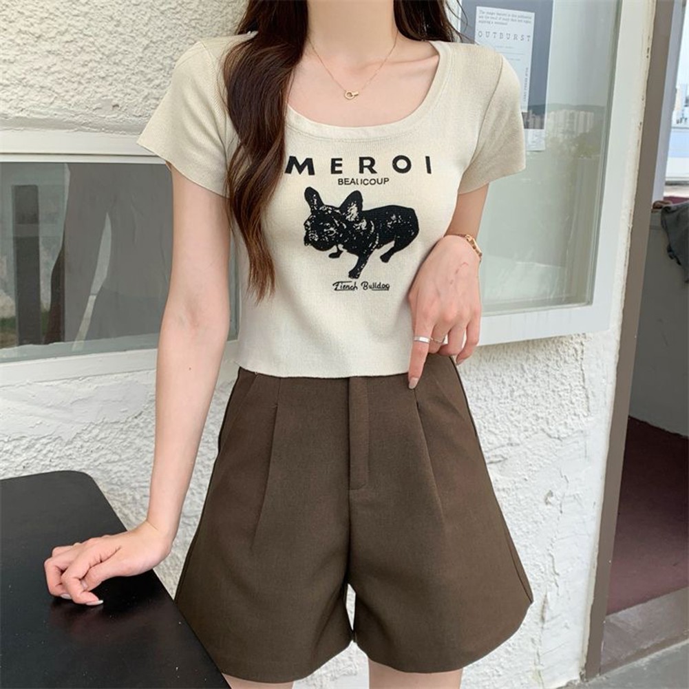 Trendy Women's Short Sleeve Tops featuring Square Neck and Statement Print - Picture 17 of 20