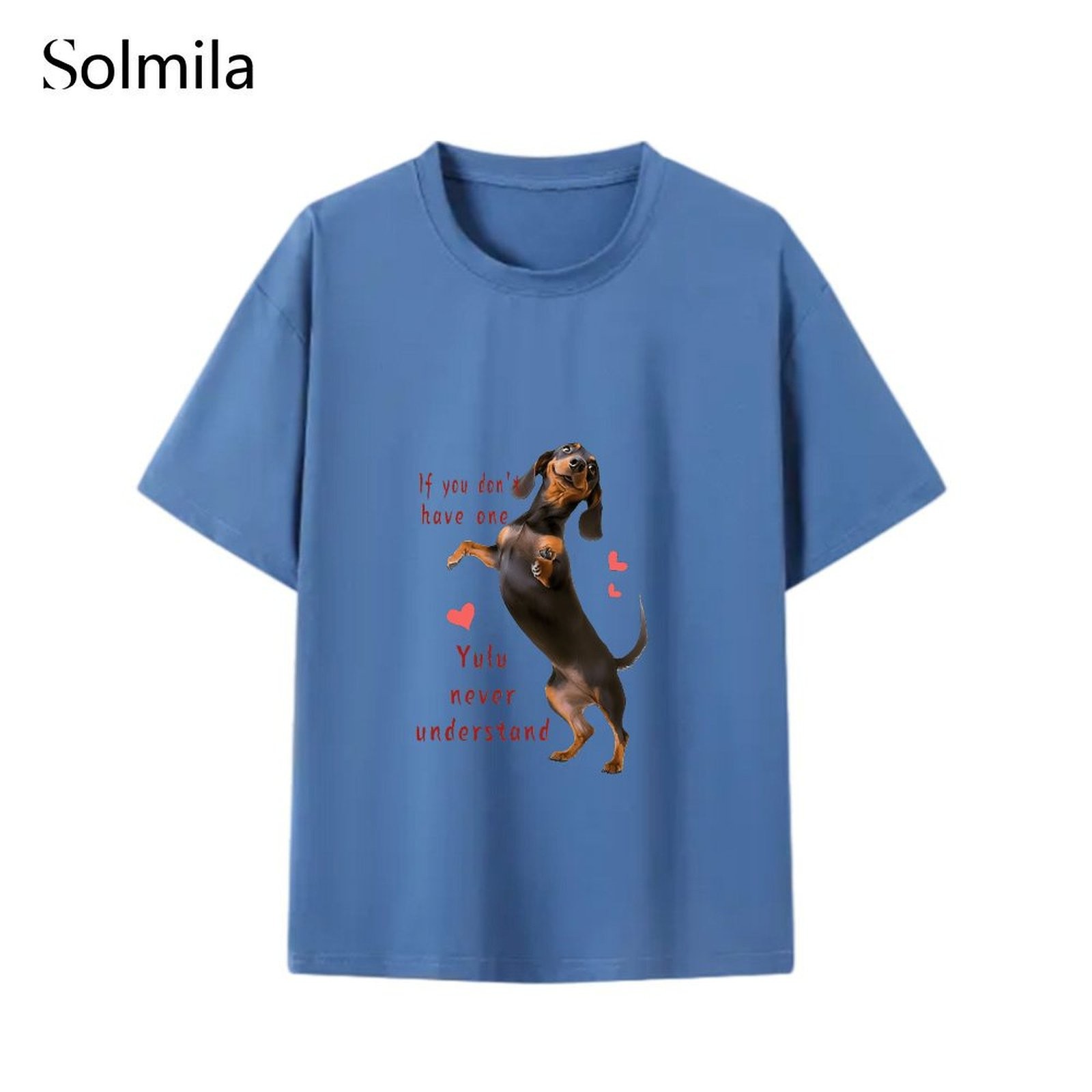 Cute Dog Print T Shirt Dachshund Print T Shirt Casual Outings Round Neck Style - Picture 14 of 15