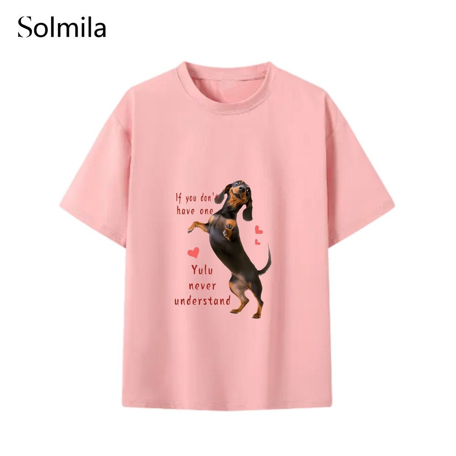 Cute Dog Print T Shirt Dachshund Print T Shirt Casual Outings Round Neck Style - Picture 13 of 15