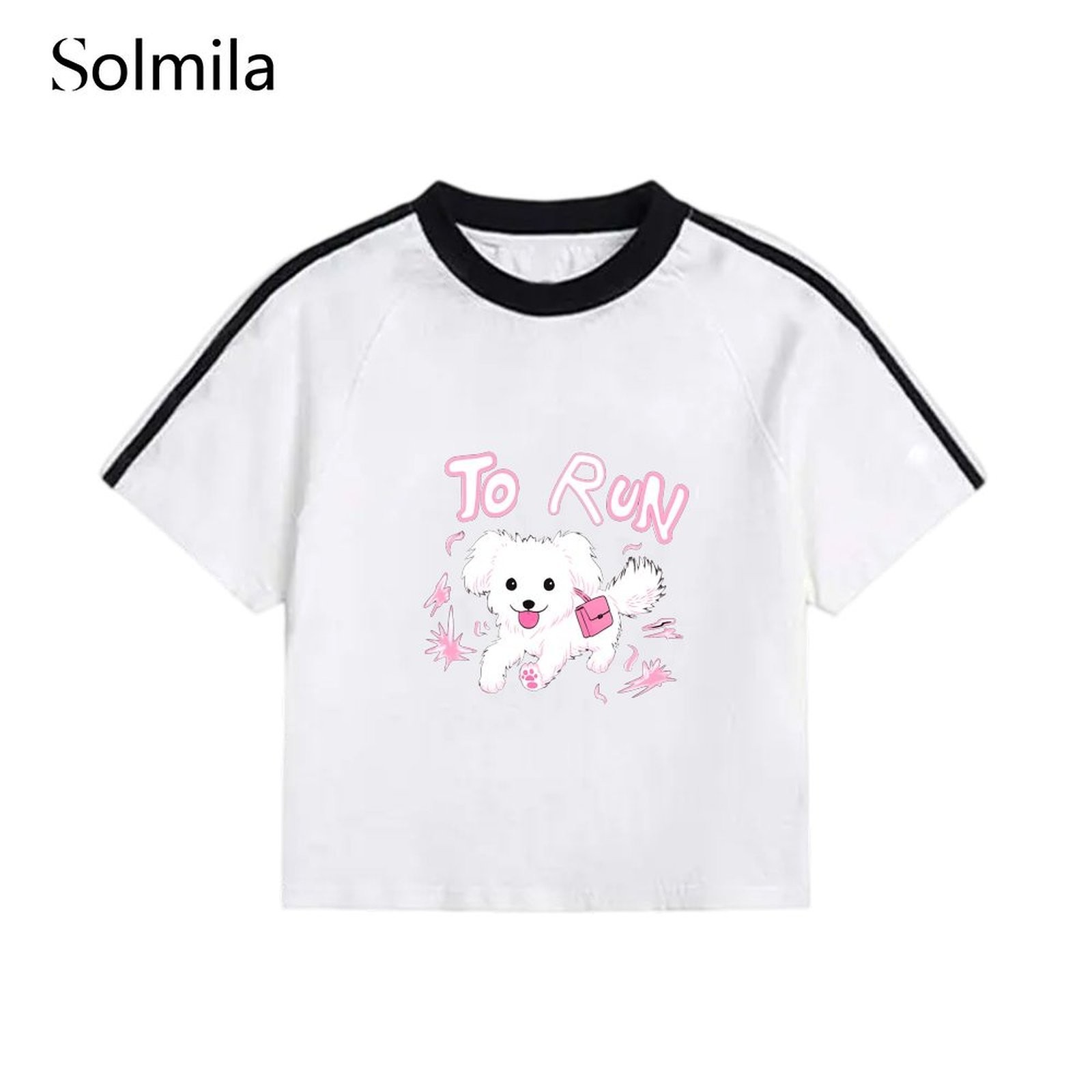 Clubbing Styles Dog Print T-shirt 3 Stripe Cuffs Club Outfits Daily Home Use - Picture 10 of 11