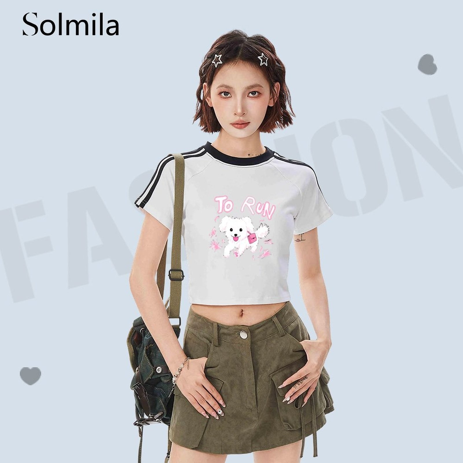 Clubbing Styles Dog Print T-shirt 3 Stripe Cuffs Club Outfits Daily Home Use - Picture 11 of 11
