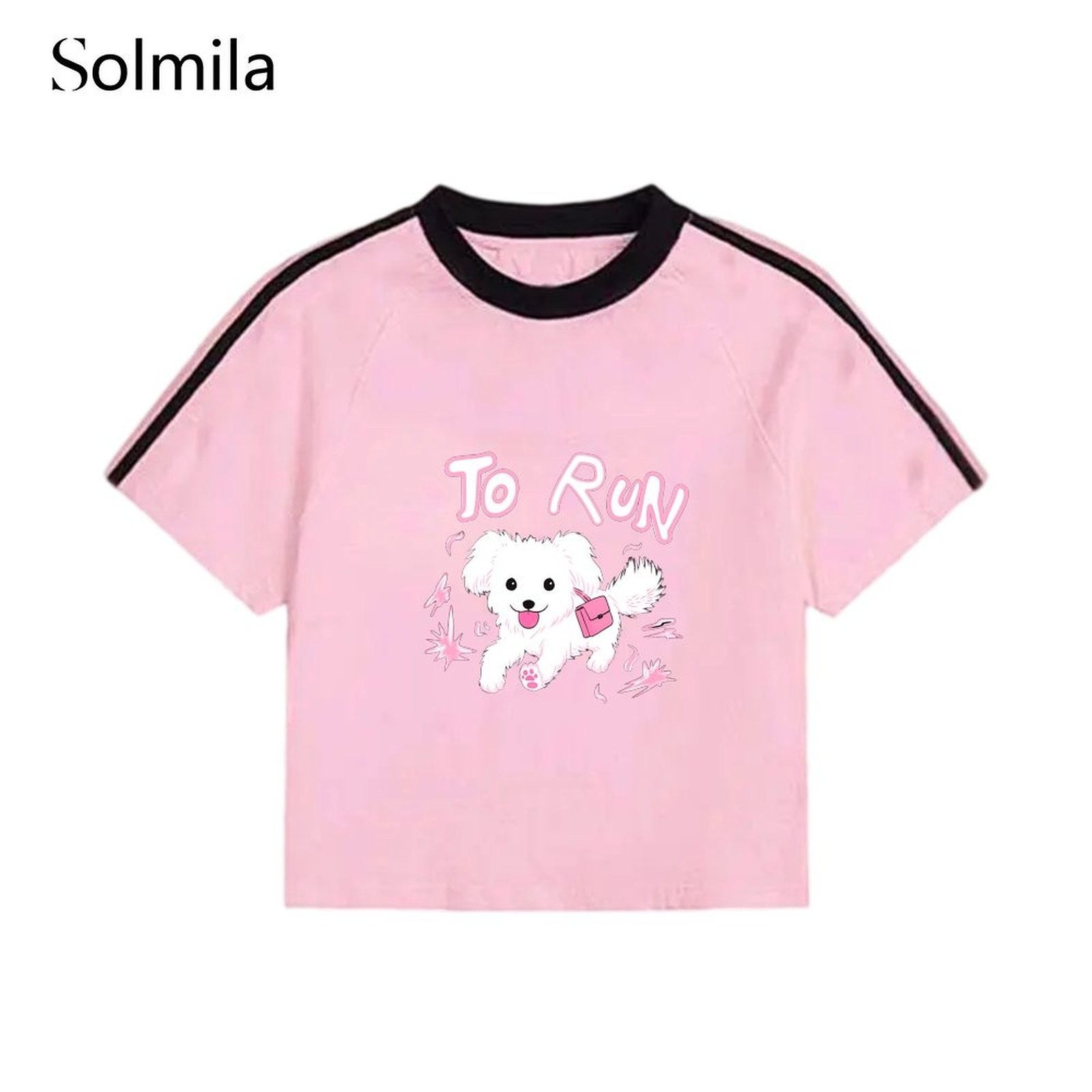 Clubbing Styles Dog Print T-shirt 3 Stripe Cuffs Club Outfits Daily Home Use - Picture 7 of 11