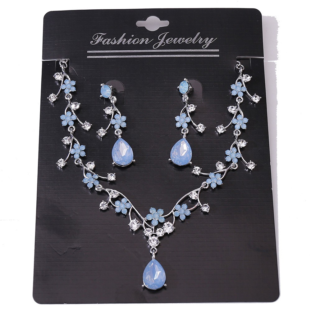 Unique Rhinestone Baby's Breath Flower Jewelry Set with Necklace and Earrings - Picture 14 of 21