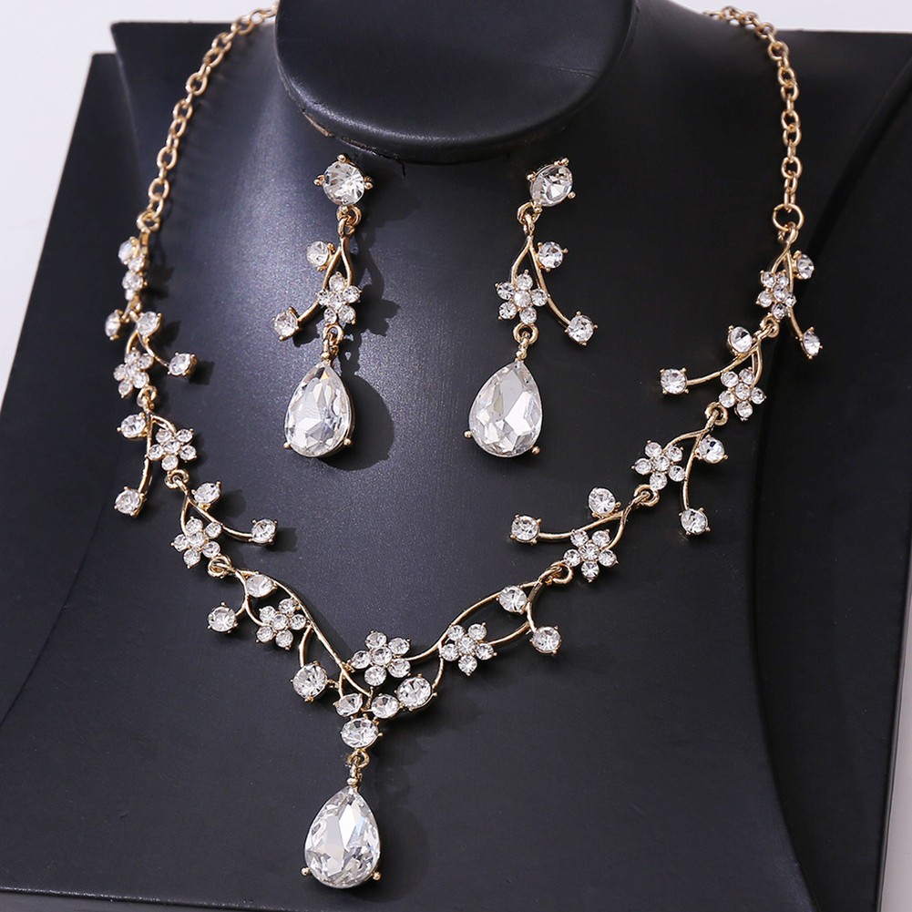 Unique Rhinestone Baby's Breath Flower Jewelry Set with Necklace and Earrings - Picture 15 of 21