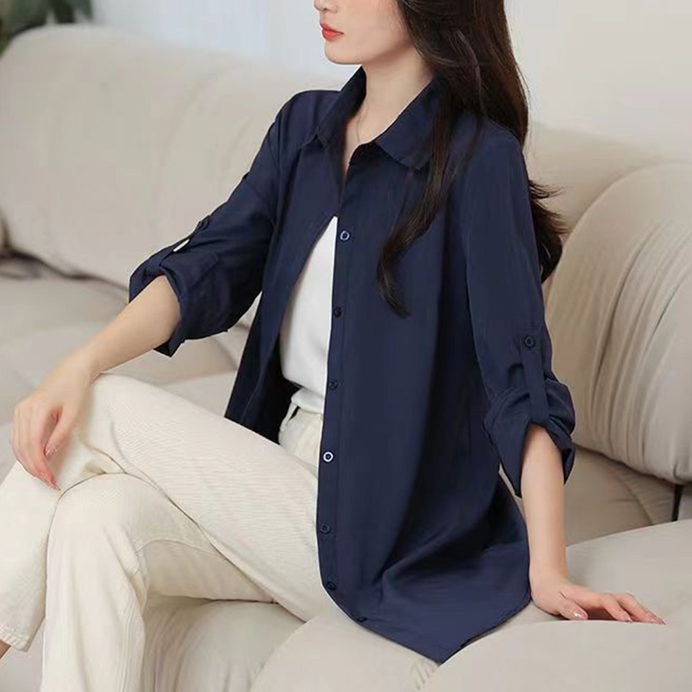 White Black V Neckline Slim Shirt Oversize Dress for Women Girl Fashion - Picture 27 of 28
