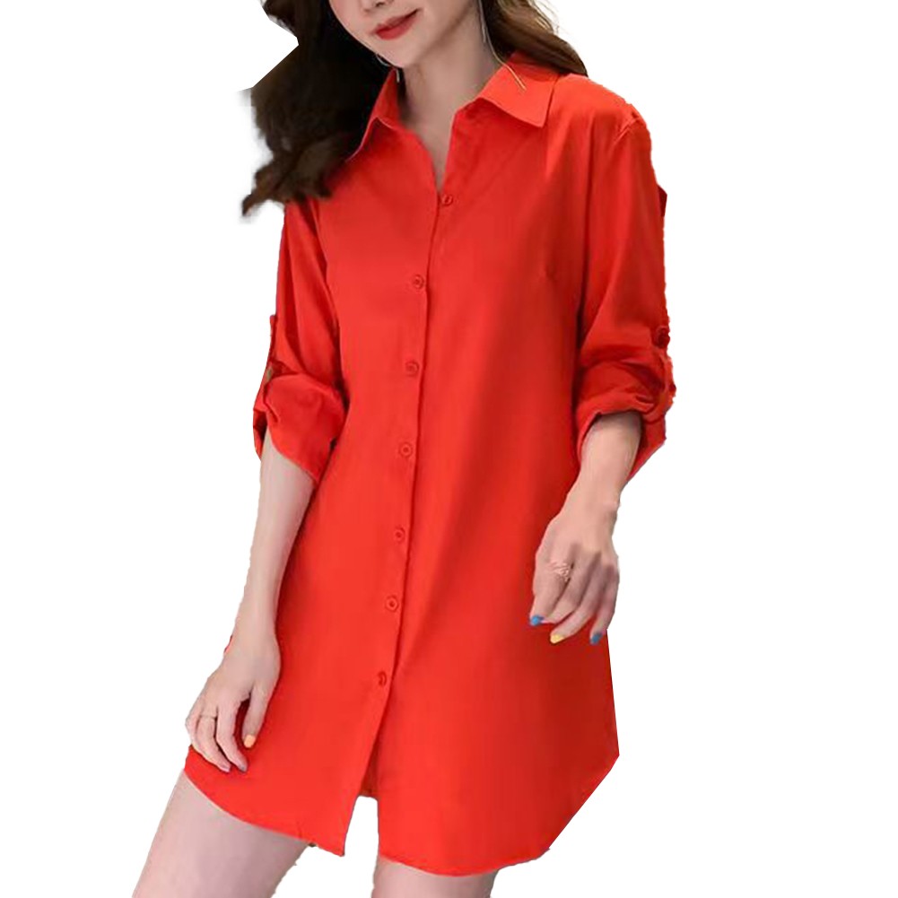 White Black V Neckline Slim Shirt Oversize Dress for Women Girl Fashion - Picture 24 of 28