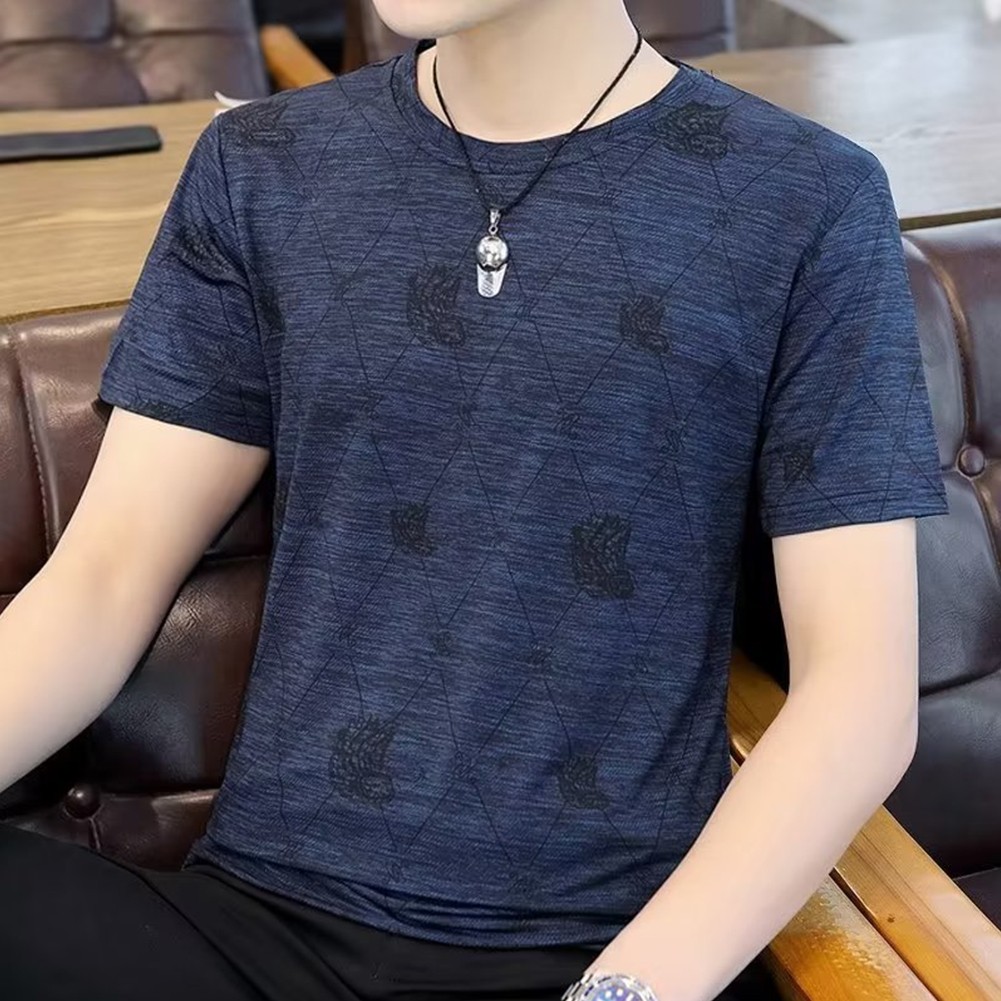 Fashionable Men's Short Sleeve Tops Featuring Plaid Print and Round Neck - Picture 9 of 14
