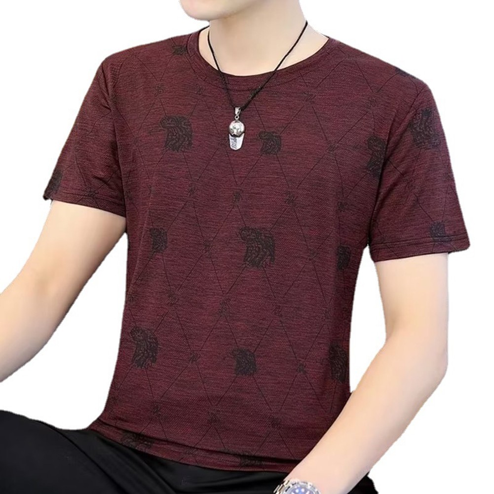 Fashionable Men's Short Sleeve Tops Featuring Plaid Print and Round Neck - Picture 8 of 14