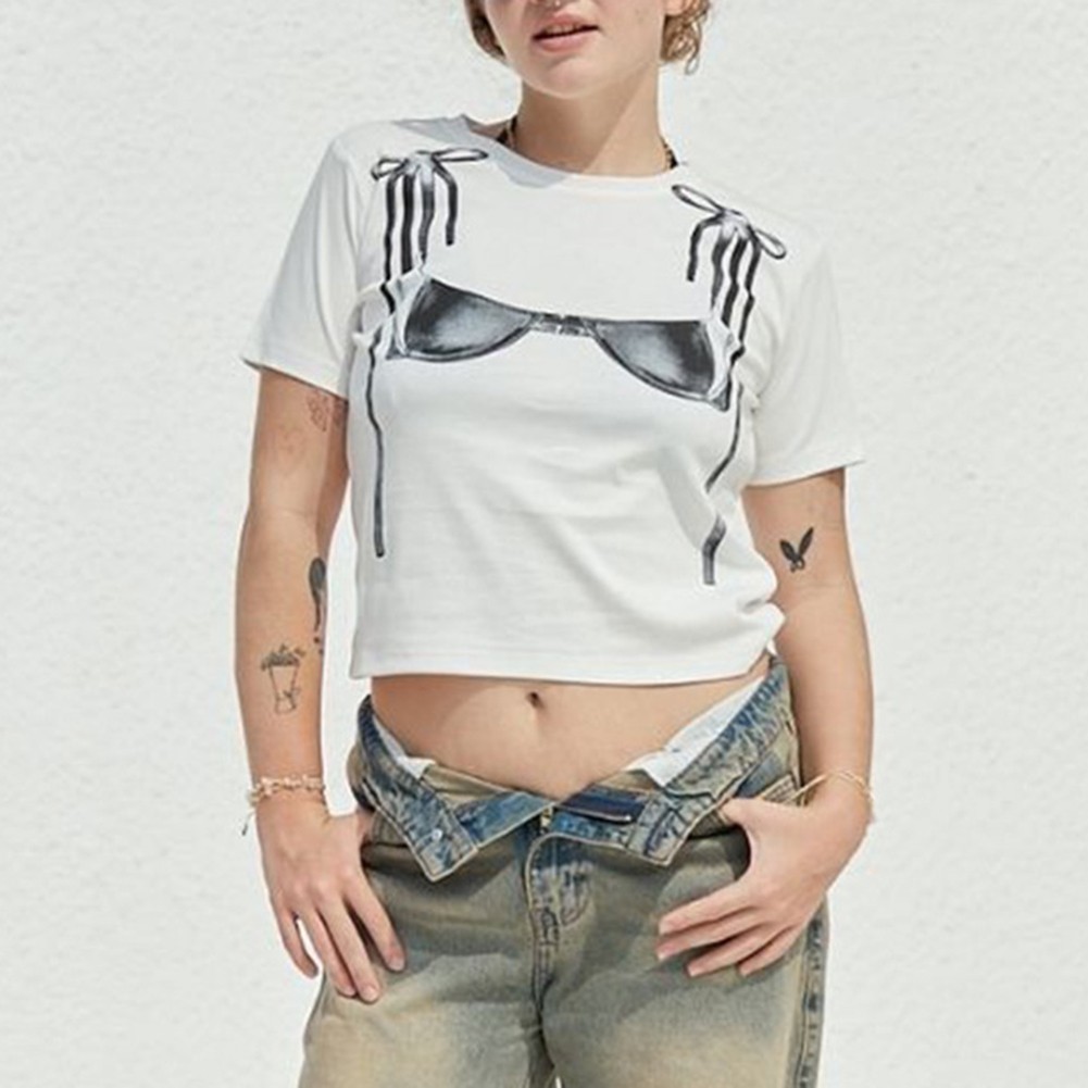 Unique Glam Print Casual Tops for Women in Vintage High Street Fashion