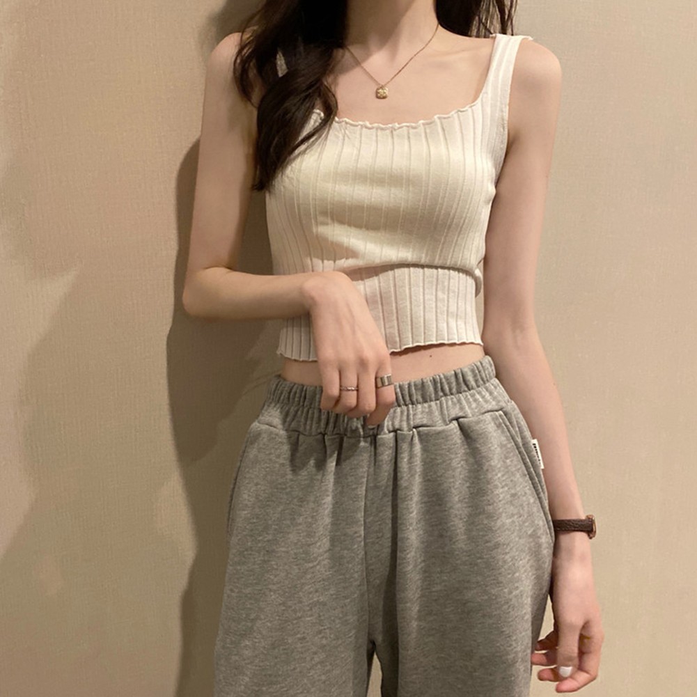 2025 Womens Casual Short Camisole with Fun Curled Navel Baring for Relaxed Days - Picture 2 of 40