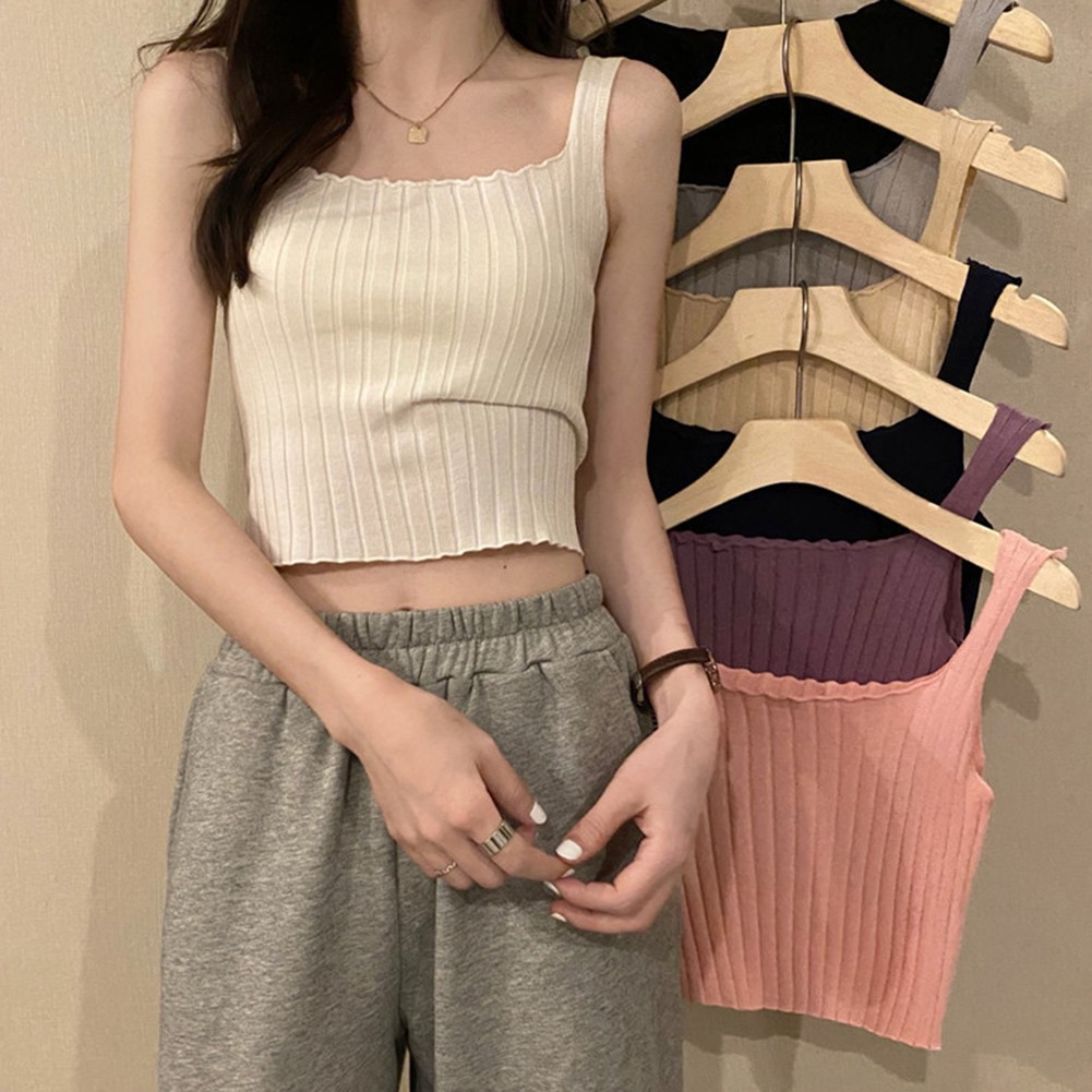 2025 Womens Casual Short Camisole with Fun Curled Navel Baring for Relaxed Days - Picture 5 of 40