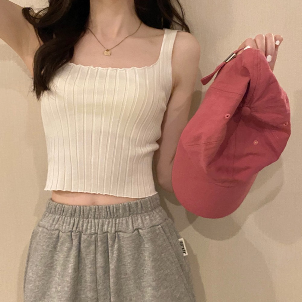 2025 Womens Casual Short Camisole with Fun Curled Navel Baring for Relaxed Days - Picture 8 of 40