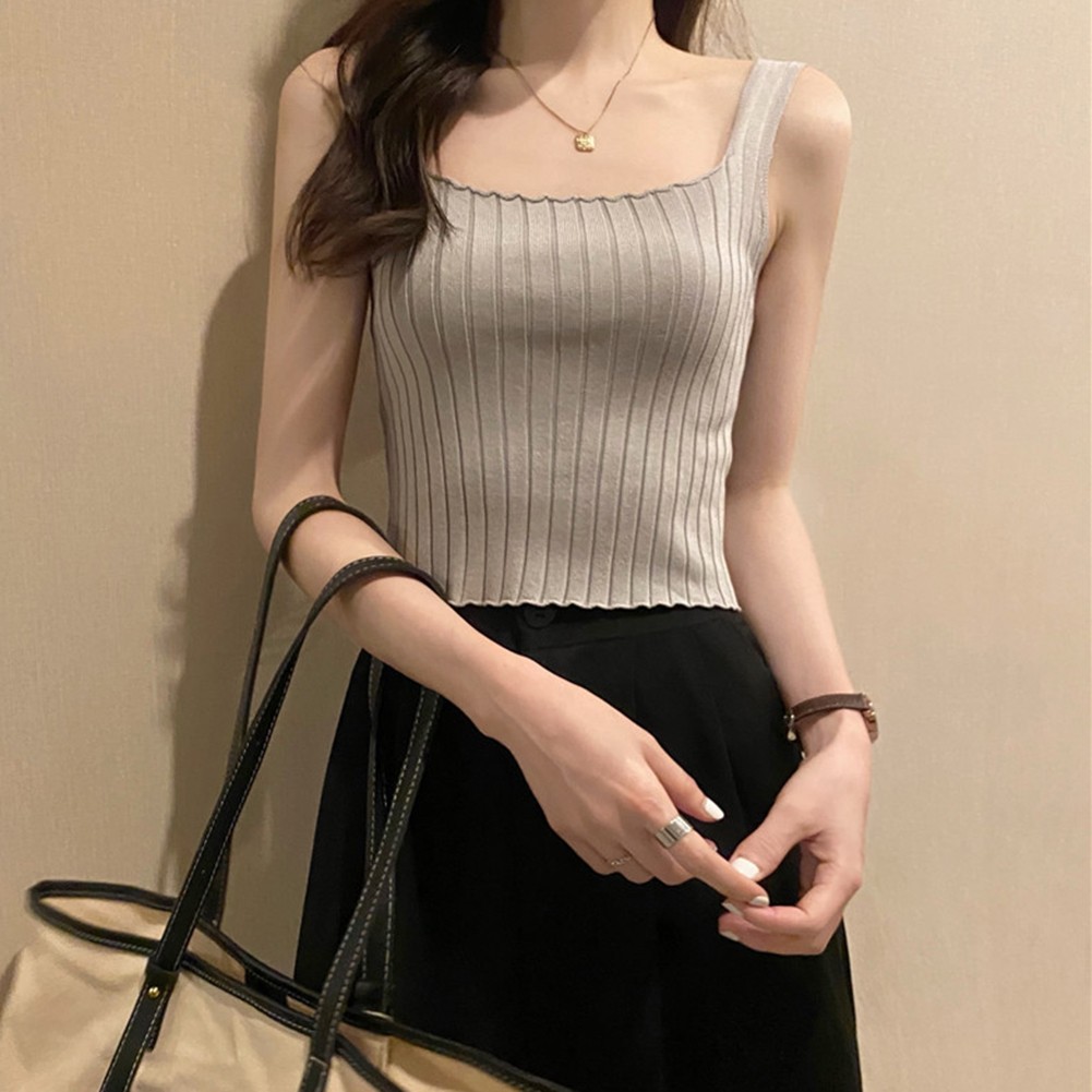 2025 Womens Casual Short Camisole with Fun Curled Navel Baring for Relaxed Days - Picture 9 of 40