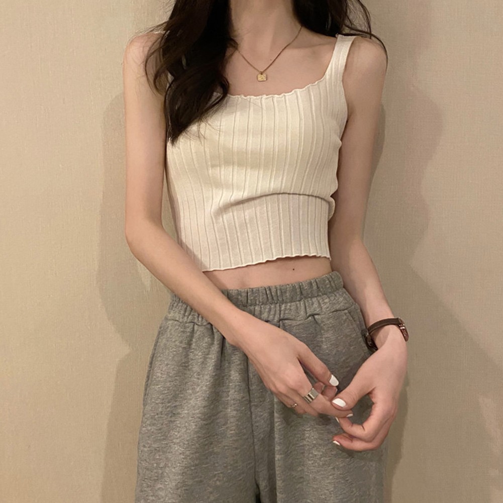 2025 Womens Casual Short Camisole with Fun Curled Navel Baring for Relaxed Days - Picture 7 of 40