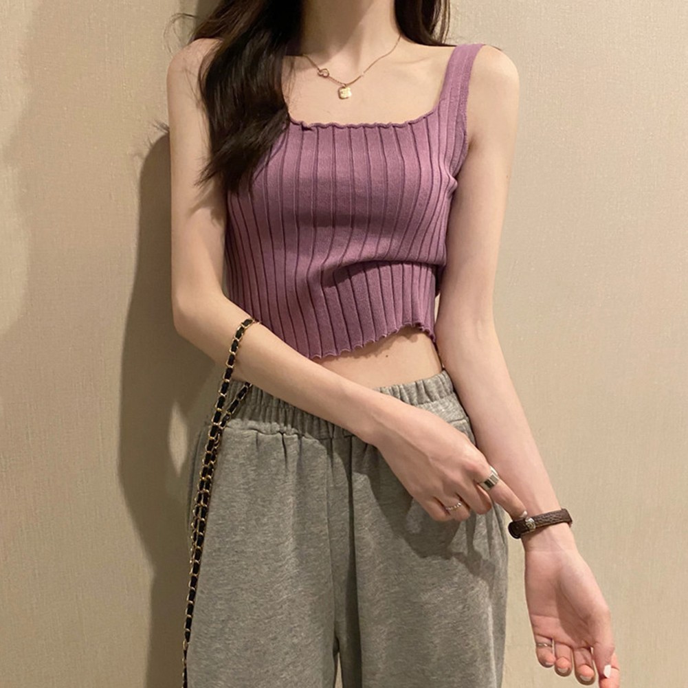 2025 Womens Casual Short Camisole with Fun Curled Navel Baring for Relaxed Days - Picture 26 of 40