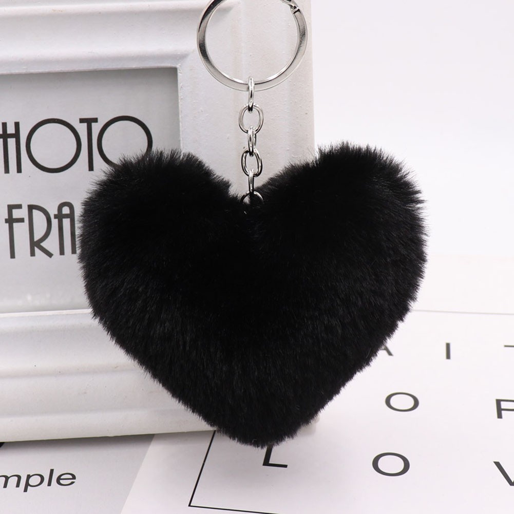 Heart Shaped Hairball Keychain Creative Bag Charm for Keyring Enhancement - Picture 24 of 29