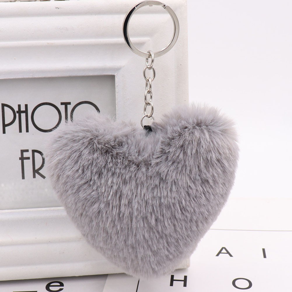 Heart Shaped Hairball Keychain Creative Bag Charm for Keyring Enhancement - Picture 18 of 29