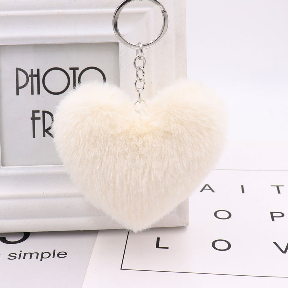 Heart Shaped Hairball Keychain Creative Bag Charm for Keyring Enhancement - Picture 27 of 29
