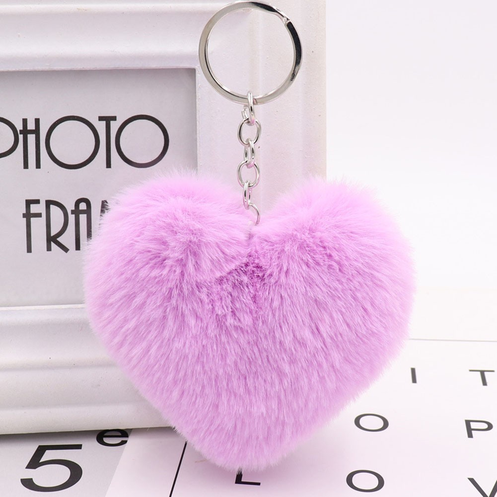 Heart Shaped Hairball Keychain Creative Bag Charm for Keyring Enhancement - Picture 19 of 29