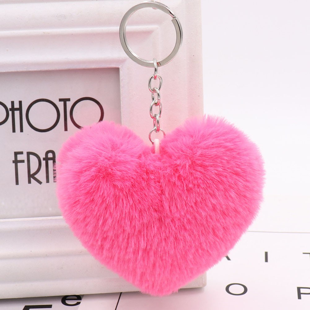 Heart Shaped Hairball Keychain Creative Bag Charm for Keyring Enhancement - Picture 17 of 29