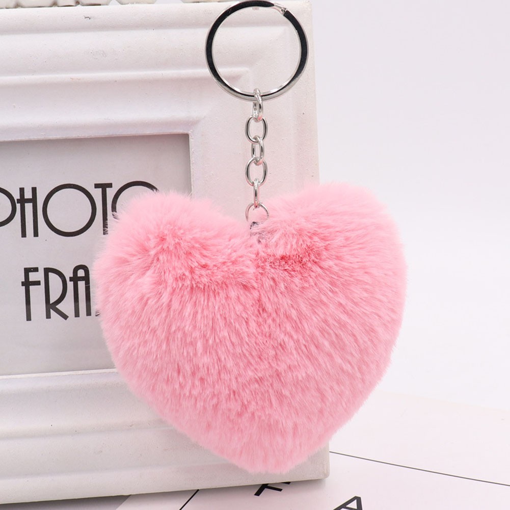Heart Shaped Hairball Keychain Creative Bag Charm for Keyring Enhancement - Picture 14 of 29