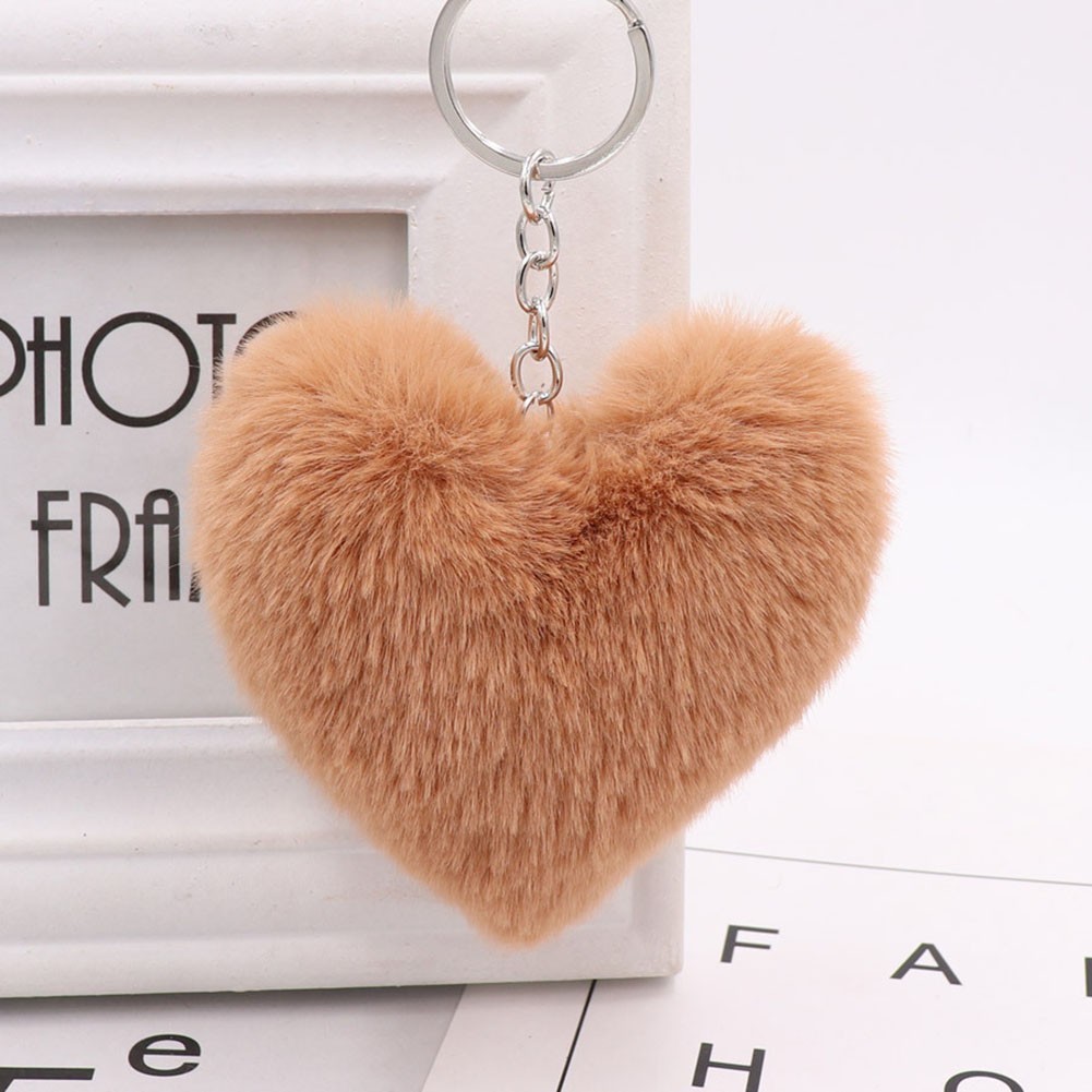 Heart Shaped Hairball Keychain Creative Bag Charm for Keyring Enhancement - Picture 26 of 29